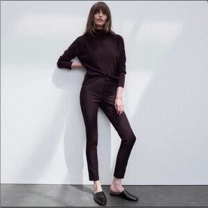 The Reset R Label High Rise Stretch Ponte Ankle Trouser Pant Plum Eggplant XL